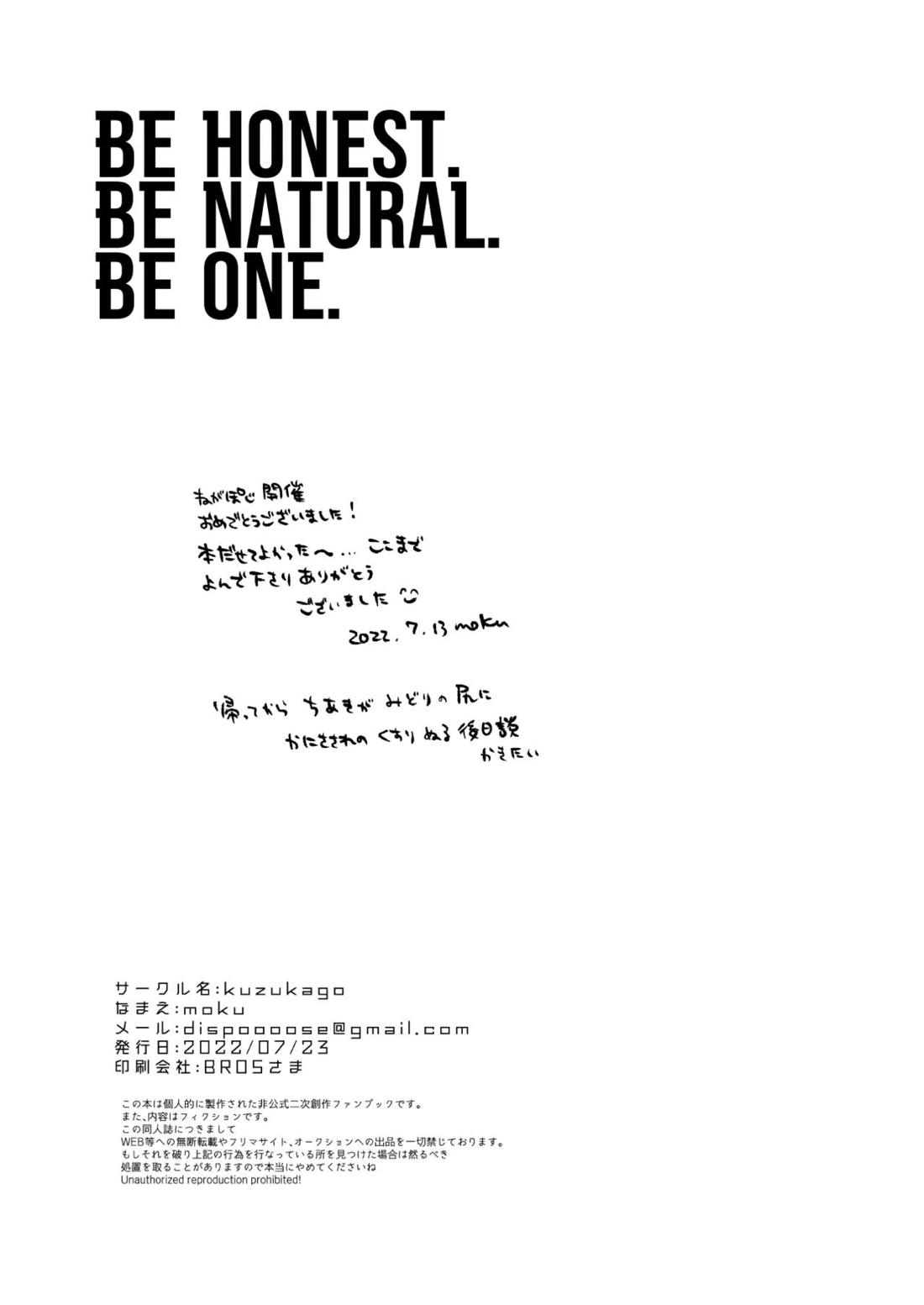 BE HONEST. BE NATURAL. BE ONE 37ページ